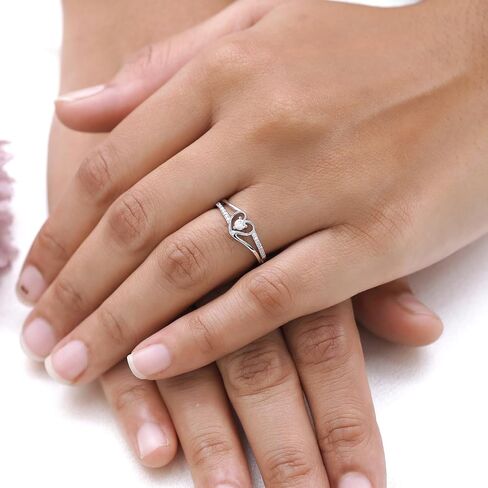 SAVEARTH DIAMONDS 18K Gold Plated Split Shank Heart Ring | Moissanite Diamond Promise Ring For Women | Heart Shape Jewelry Gift For Her (0.17 Ctw) in Saudi Arabia