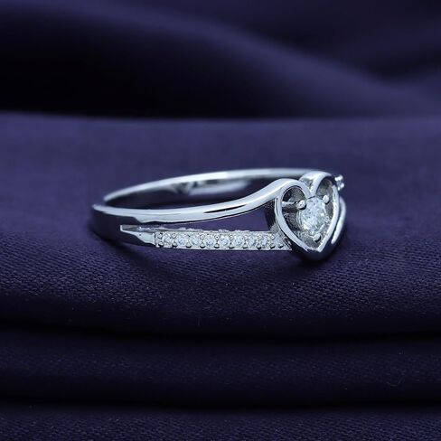 SAVEARTH DIAMONDS 18K Gold Plated Split Shank Heart Ring | Moissanite Diamond Promise Ring For Women | Heart Shape Jewelry Gift For Her (0.17 Ctw) in Saudi Arabia