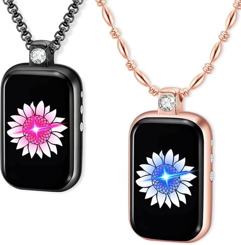 قلادات تعمل باللمس لمسافات طويلة، أرسل رسالة نصية قصيرة SOS، اتصال ذكي عن بعد اهتزاز وقلادة مضيئة للأزواج العلاقة الصديقة والصديقة والأسرة تمر على الحب وملكة جمال الهدايا مجوهرات الذهب الأسود in Kuwait