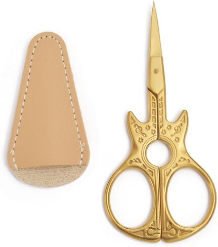 4.5 Inch Guitar Scissor Sewing Embroidery Scissors with Artificial Leather Cover Vintage Antique Craft Sewing Tailor Scissors (Multicolors) in Saudi Arabia