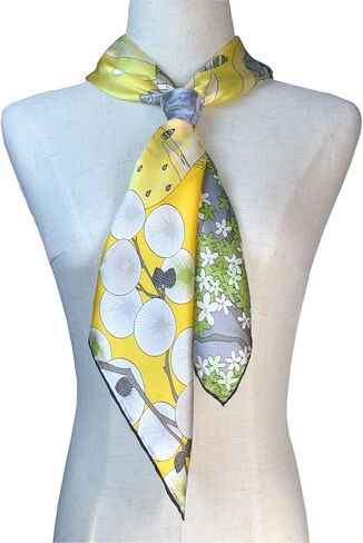 وشاح حريري 100% شالات حريرية مناديل حريرية - وشاح كبير مربع مقاس 35 بوصة بحواف ملفوفة يدويًا in Kuwait