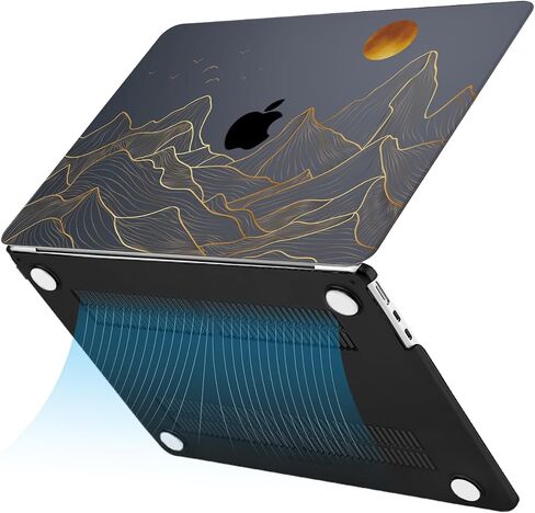 MOSISO Compatible with MacBook Air 13 inch Case 2024 2023 2022 M3 A3113 M2 A2681 Touch ID, Plastic Hard Shell Case&Keyboard Cover&Screen Protector for MacBook Air 13.6 inch Case M2 M3, Mountain Sunset in Saudi Arabia