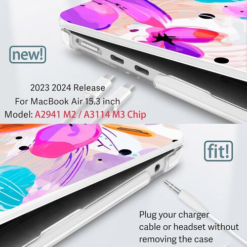 for MacBook Air 15 inch Case 2023 2024 Release M3 A3114 M2 A2941 with Liquid Retina Display & Touch ID, [Sturdy Shockproof] Hard Shell with Screen Protector & Keyboard Cover, Bow in Saudi Arabia