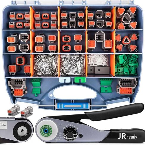 JRready DW5008 Deutsch Connector Kit, 2 3 4 6 8 12 Pin DT Connectors, Size 16 Solid Contacts 16-20AWG, Deutsch Crimp Tool, Deutsch Pin Removal Tool,Waterproof Automotive Electrical Gray Connectors in Saudi Arabia