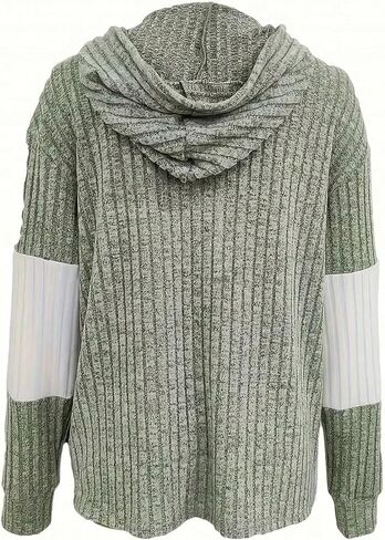 MakeMeChic Women's Two Tone Drawstring Front Jacket Coat Long Sleeve Zip Up Hoodie Tops Outerwear in Saudi Arabia