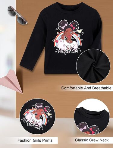 Girls Clothes Fall Cute Pattern Black Long Sleeve Top Work Pants 2Pcs Little Girls Outfit Sets in Saudi Arabia