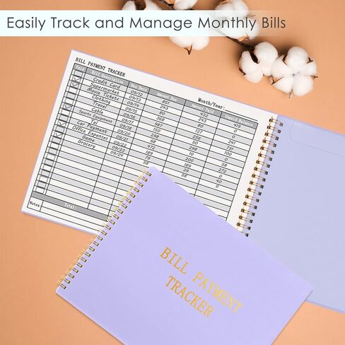 HAUTOCO Bill Tracker Notebook Monthly Bill Payment Tracker for Personal Budgeting Home Financial with 2 Storage Pocket, Payments Checklist Organizer Bill Planner 10.1 x 7.8'', Purple in Saudi Arabia