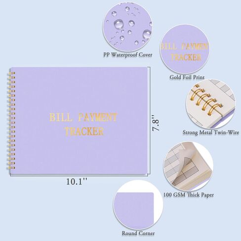HAUTOCO Bill Tracker Notebook Monthly Bill Payment Tracker for Personal Budgeting Home Financial with 2 Storage Pocket, Payments Checklist Organizer Bill Planner 10.1 x 7.8'', Purple in Saudi Arabia