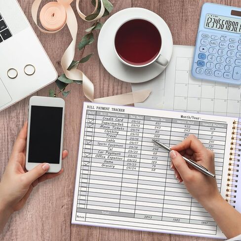 HAUTOCO Bill Tracker Notebook Monthly Bill Payment Tracker for Personal Budgeting Home Financial with 2 Storage Pocket, Payments Checklist Organizer Bill Planner 10.1 x 7.8'', Purple in Saudi Arabia