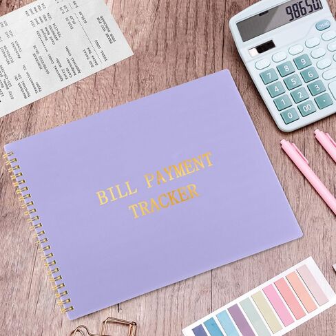 HAUTOCO Bill Tracker Notebook Monthly Bill Payment Tracker for Personal Budgeting Home Financial with 2 Storage Pocket, Payments Checklist Organizer Bill Planner 10.1 x 7.8'', Purple in Saudi Arabia