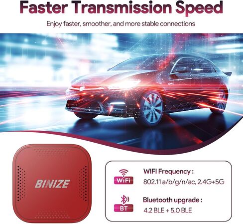 Binize Wireless CarPlay Android AUTO Multimedia Video Box 4G Cellular,4GB+64GB,8Core,Android System,Built-in Navigation,Support SIM&TF Card Bluetooth Only Support Car with OEM Wired CarPlay in Saudi Arabia
