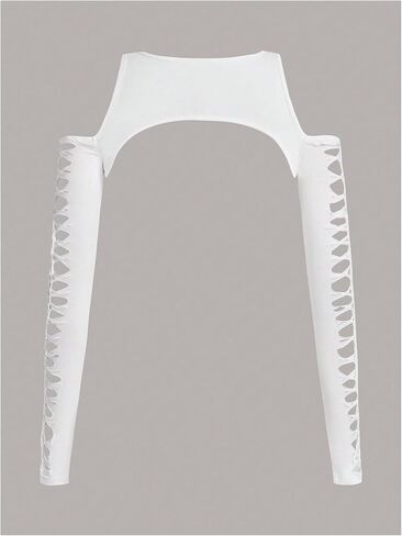 تي شيرت نسائي من GORGLITTER مصنوع من قطع علوية قصيرة للغاية وأكمام طويلة ورقبة دائرية in Saudi Arabia