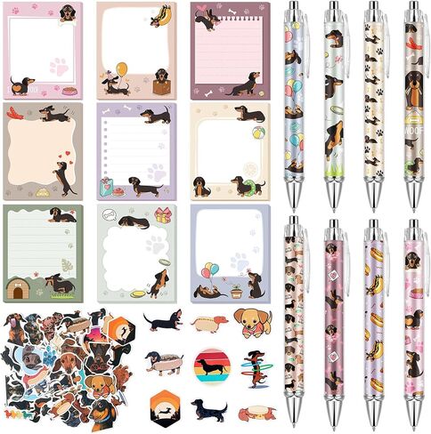 Theme Office Supplies Cute Gifts for Women Include Ballpoint Pens Sticky Notes Stickers School Stationery Set Lover Gifts for Birthday Party Favor Decoration Supplies(Dachshund Weiner Dog) in Saudi Arabia