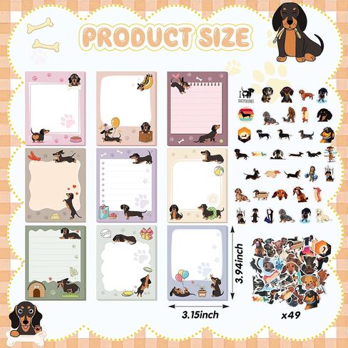 Theme Office Supplies Cute Gifts for Women Include Ballpoint Pens Sticky Notes Stickers School Stationery Set Lover Gifts for Birthday Party Favor Decoration Supplies(Dachshund Weiner Dog) in Saudi Arabia