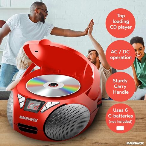 Magnavox MD6924 Portable Top Loading CD Boombox with AM/FM Stereo Radio in Black | CD-R/CD-RW Compatible | LED Display | AUX Port Supported | Programmable CD Player | in Saudi Arabia