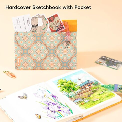 Arrtx Watercolor Sketchbook,100% Cotton Acid-Free 140lb/300gsm Hot Press Hardcover Watercolor Journal Notebook,20 Sheets 5.35 x 3.86 inches in Kuwait