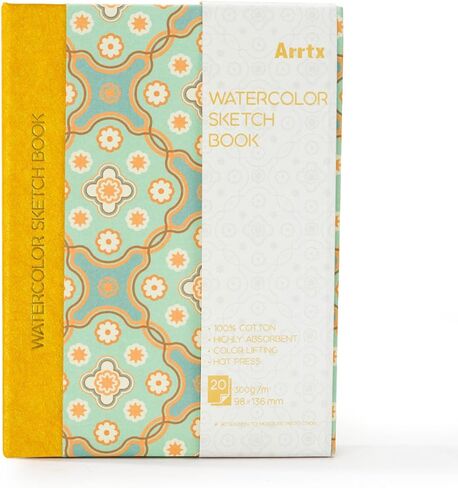 Arrtx Watercolor Sketchbook,100% Cotton Acid-Free 140lb/300gsm Hot Press Hardcover Watercolor Journal Notebook,20 Sheets 5.35 x 3.86 inches in Kuwait
