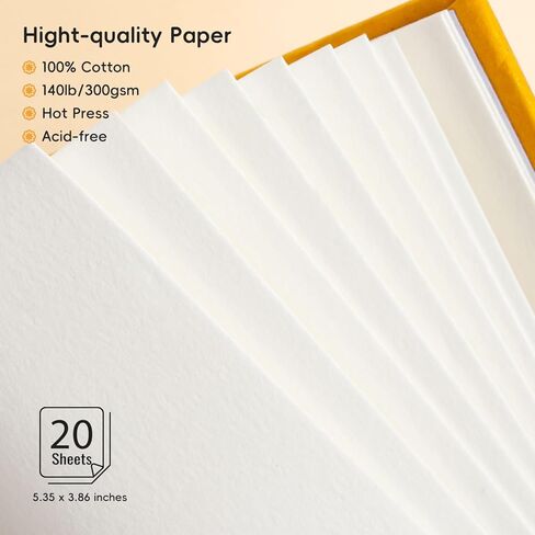 Arrtx Watercolor Sketchbook,100% Cotton Acid-Free 140lb/300gsm Hot Press Hardcover Watercolor Journal Notebook,20 Sheets 5.35 x 3.86 inches in Kuwait