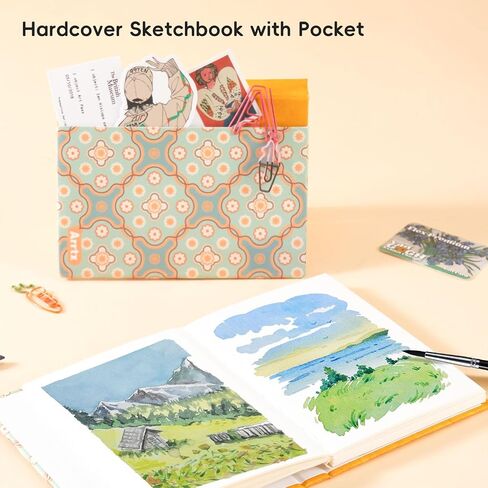 Arrtx Watercolor Sketchbook,100% Cotton Acid-Free 140lb/300gsm Hot Press Hardcover Watercolor Journal Notebook,20 Sheets 5.35 x 3.86 inches in Kuwait