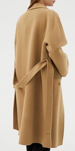 Babalet 100 الصوف مزدوج الوجه المرأة مزيج الصوف معطف مزدوج الصدر معطف من قماش الكشمير غير رسمي مربوط خندق سترة مع جيوب in Kuwait