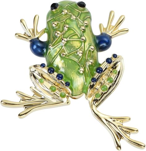 Green Enamel Lotus Leaf Frog Cartoon Lucky Animal Brooch Breastpin Hat Pins Boutonniere Collar Lapel Pins Clothing Costume Accessories Jewelry for Women Men in Saudi Arabia