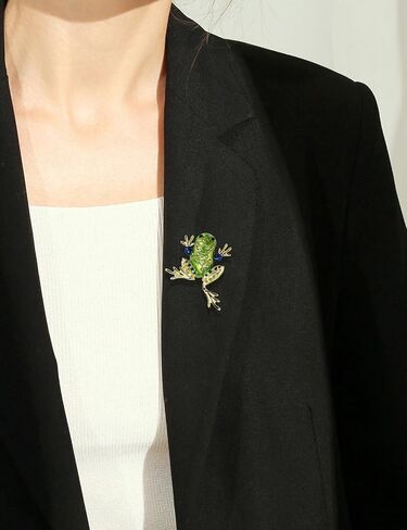 Green Enamel Lotus Leaf Frog Cartoon Lucky Animal Brooch Breastpin Hat Pins Boutonniere Collar Lapel Pins Clothing Costume Accessories Jewelry for Women Men in Saudi Arabia