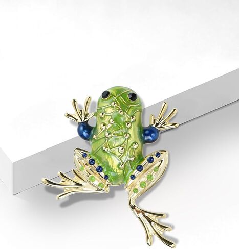 Green Enamel Lotus Leaf Frog Cartoon Lucky Animal Brooch Breastpin Hat Pins Boutonniere Collar Lapel Pins Clothing Costume Accessories Jewelry for Women Men in Saudi Arabia