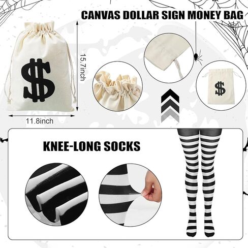 مجموعة أزياء السارق النسائية من يورزوم 27 قطعة تتضمن تي شيرت وحقائب وقناع العين لص الهالوين التنكرية in Kuwait