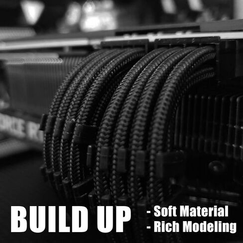 PSU Cable Extension Kit 30CM Length with Combs,1x24Pin/2x8Pin(4+4) EPS/3x8Pin(6P+2P) PCI-E/PC Sleeved for ATX Power Supply,White, All-White in Kuwait