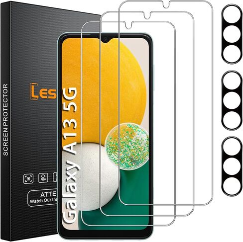 Lesakit 3 Pack Galaxy A14 Screen Protector + 3 Pack Camera Lens Protector, [Anti-Scratch][Full Coverage][Easy Installation] Tempered Glass Screen Protector for Samsung Galaxy A14 in Kuwait