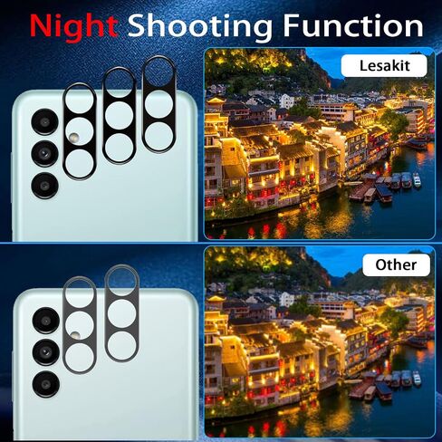 Lesakit 3 Pack Galaxy A14 Screen Protector + 3 Pack Camera Lens Protector, [Anti-Scratch][Full Coverage][Easy Installation] Tempered Glass Screen Protector for Samsung Galaxy A14 in Kuwait