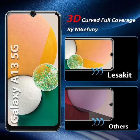 Lesakit 3 Pack Galaxy A14 Screen Protector + 3 Pack Camera Lens Protector, [Anti-Scratch][Full Coverage][Easy Installation] Tempered Glass Screen Protector for Samsung Galaxy A14 in Kuwait