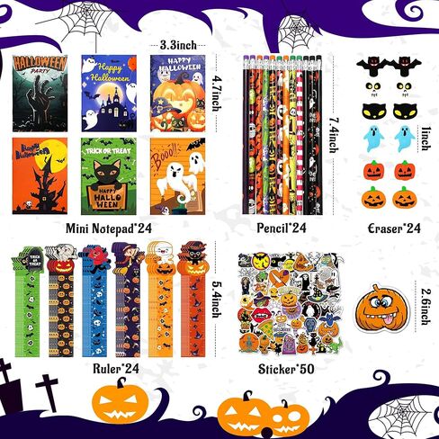 242 Pcs Halloween Art and Craft Stationery Kids Gift Set Trick or Treat Party Favor Toy, Classroom Prizes Bulk School Supplies Goodie Bag Stuffers Fillers in Kuwait