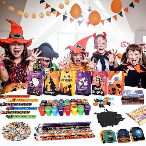 242 Pcs Halloween Art and Craft Stationery Kids Gift Set Trick or Treat Party Favor Toy, Classroom Prizes Bulk School Supplies Goodie Bag Stuffers Fillers in Kuwait