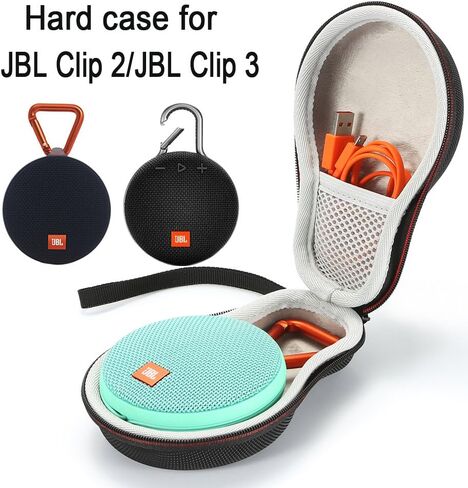 حقيبة سفر صلبة لجهاز JBL Clip 2/JBL Clip 3 مكبر صوت بلوتوث محمول يحمل حقيبة تخزين. يناسب كابل USB - أسود in Kuwait