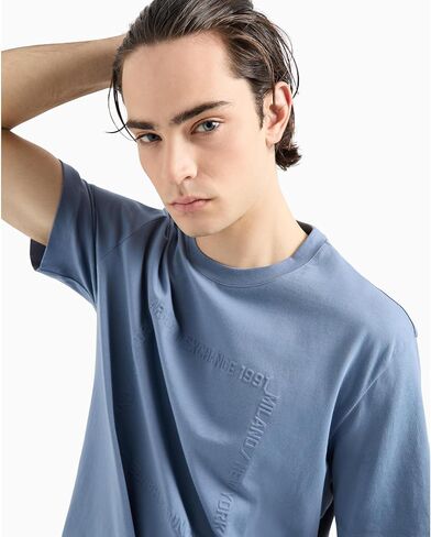 Armani Exchange Men's 1991 Milano/New York Text Creating Central Square on Regular Fit Tee in Saudi Arabia