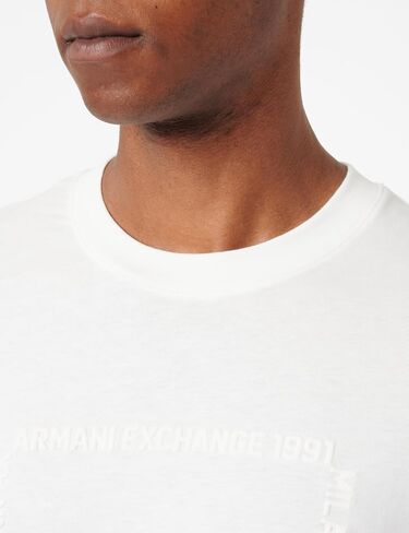 Armani Exchange Men's 1991 Milano/New York Text Creating Central Square on Regular Fit Tee in Saudi Arabia