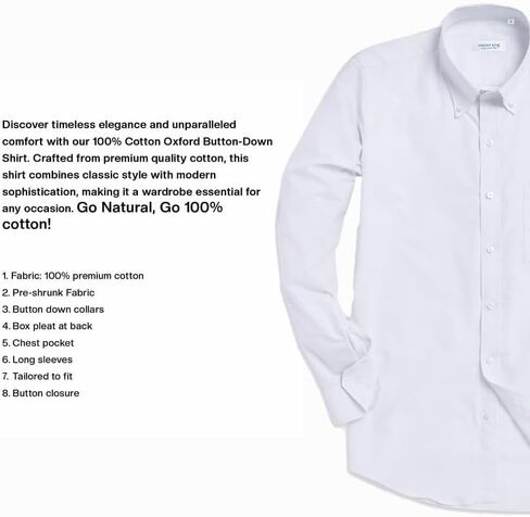 Cotton King Mens Shirts | 100% Cotton Long Sleeve Shirts for Men | Button Down Shirt Men | Oxford Mens Dress Shirt in Saudi Arabia