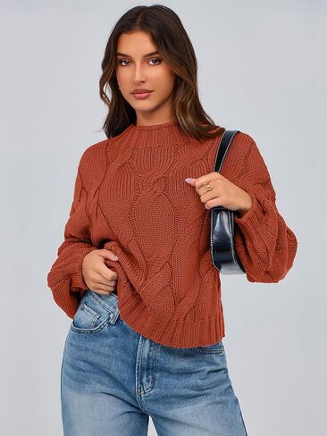 PRETTYGARDEN Women's Cable Knit Sweaters Casual Long Sleeve Crewneck Oversized Chunky Fall Winter Sweater Pullover Tops 2024 in Saudi Arabia