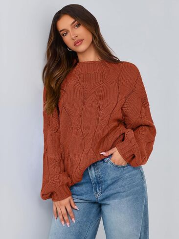 PRETTYGARDEN Women's Cable Knit Sweaters Casual Long Sleeve Crewneck Oversized Chunky Fall Winter Sweater Pullover Tops 2024 in Saudi Arabia