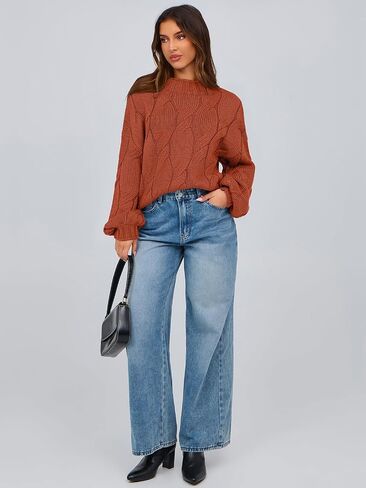 PRETTYGARDEN Women's Cable Knit Sweaters Casual Long Sleeve Crewneck Oversized Chunky Fall Winter Sweater Pullover Tops 2024 in Saudi Arabia