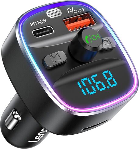 LENCENT FM Transmitter, 2022 Upgraded Bluetooth FM Transmitter Wireless Radio Adapter Car Kit with Dual USB Charging Car Charger MP3 Player Support TF Card & USB Disk in Saudi Arabia