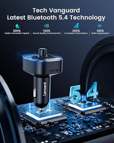 LENCENT FM Transmitter, 2022 Upgraded Bluetooth FM Transmitter Wireless Radio Adapter Car Kit with Dual USB Charging Car Charger MP3 Player Support TF Card & USB Disk in Saudi Arabia