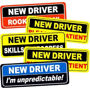 Student Driver Magnets for Car,Please Be Patient Student Driver Sticker Set (3 Magnets,2 Non-Magnet) Girl and Boy New Student Driver Sticker Safety Warning Signs,Reusable Movable
