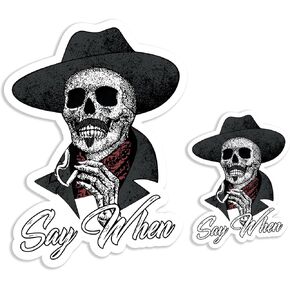 Say When Doc Holiday Sticker (2 Pc) - Strong Adhesive Waterproof Funny Skull Stickers and Decals - No Fade, Used for Truck, Car, Phone Case, Laptop, Tumbler, Water Bottle & Hard Hat