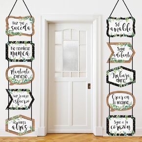 Fulmoon Eucalyptus Classroom Decoration Spanish Inspirational Porch Sign Positive Sayings Accents Cutouts Motivational Bulletin Board Decor for Home Classroom Back to School Educational Supplies Decor