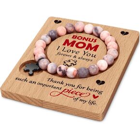 Gifts for Bonus Mom Mother In Law Christmas Birthday Unique Presents for Bonus Mom, Second Mom, New Mom, Stepmother, Mothers Day, Valentine's Day, Retirement - Bonus Mom Bracelet