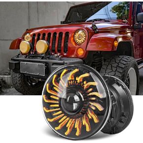X-Style 7 Inch Led Headlights Black Knight Round LED Hi Low Beam Halo Compatible with Jeep Wrangler JK JKU TJ LJ etc H6024 DOT Hi/Lo Sealed Beam(1 Pair)