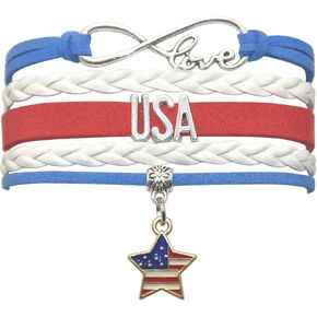 HCChanshi Usa Star Bracelet Jewelry Us Star Bracelet Jewelry Usa American Flag Bracelet Usa Gifts American Flag For Adult