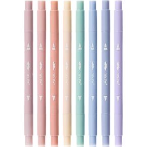 Mr. Pen- Dual Tip Aesthetic Highlighters, 8 pcs, Chisel & Brush Tips, Pastel Colors, Cute Highlighters Assorted Colors, Bible Highlighters and Pens No Bleed Highlighters for Bible Pages No Bleed